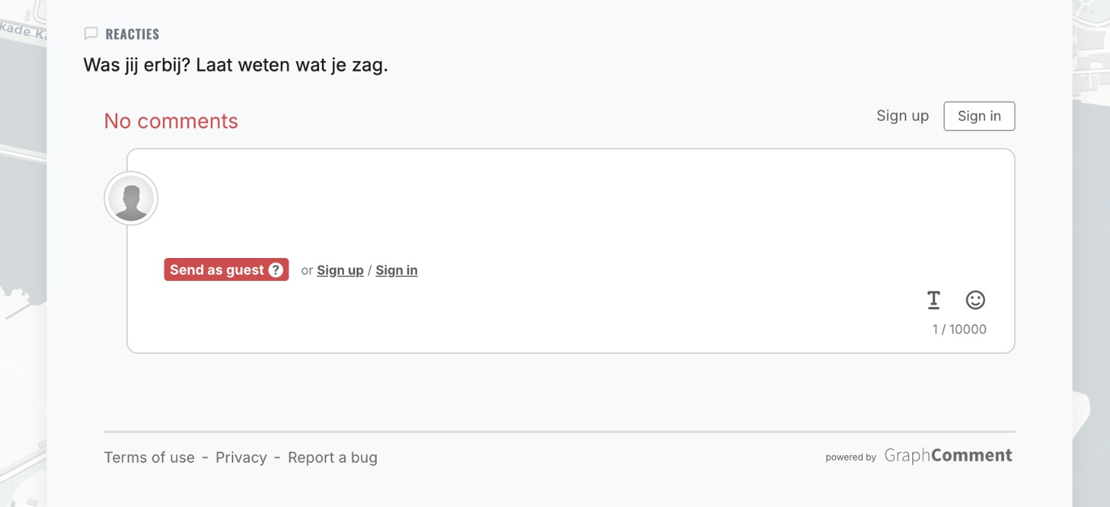 GraphComment reactiesectie op een meldingpagina