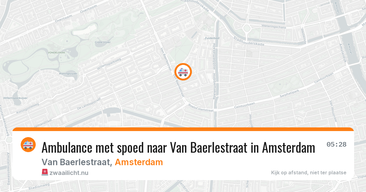 Ambulance met spoed naar Van Baerlestraat in Amsterdam — 30 mrt 2026