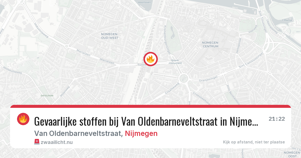 Gevaarlijke stoffen bij Van Oldenbarneveltstraat in Nijmegen — 21 jul 2026