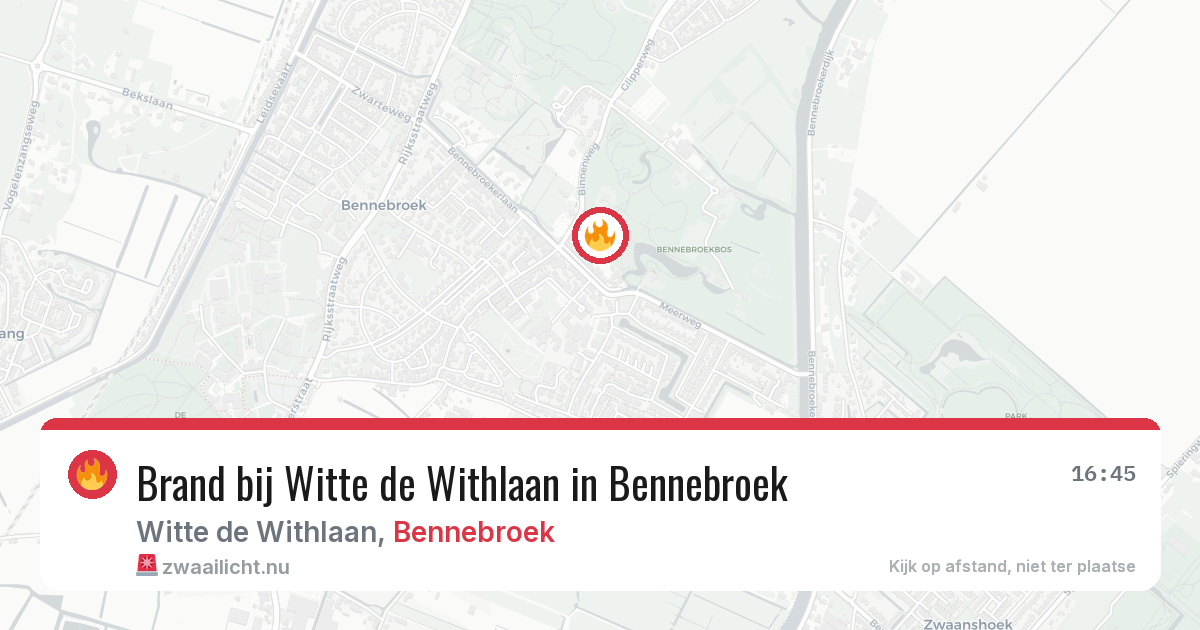 Brand bij Witte de Withlaan in Bennebroek — 25 jul 2026
