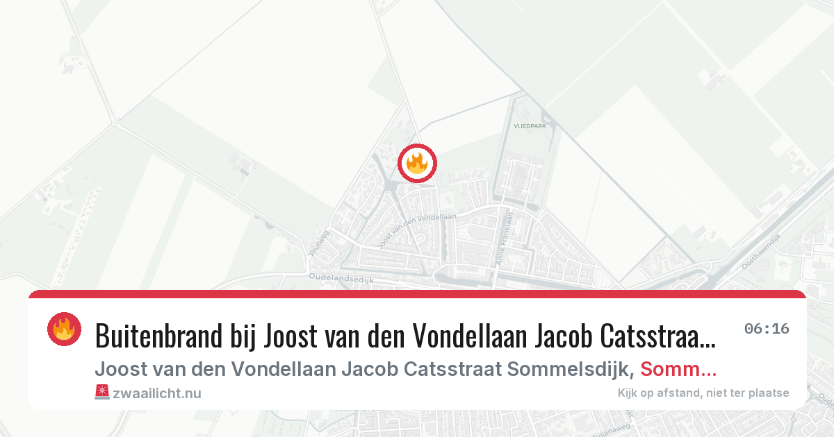 Buitenbrand bij Joost van den Vondellaan Jacob Catsstraat Sommelsdijk in Sommelsdijk — 26 jul 2026