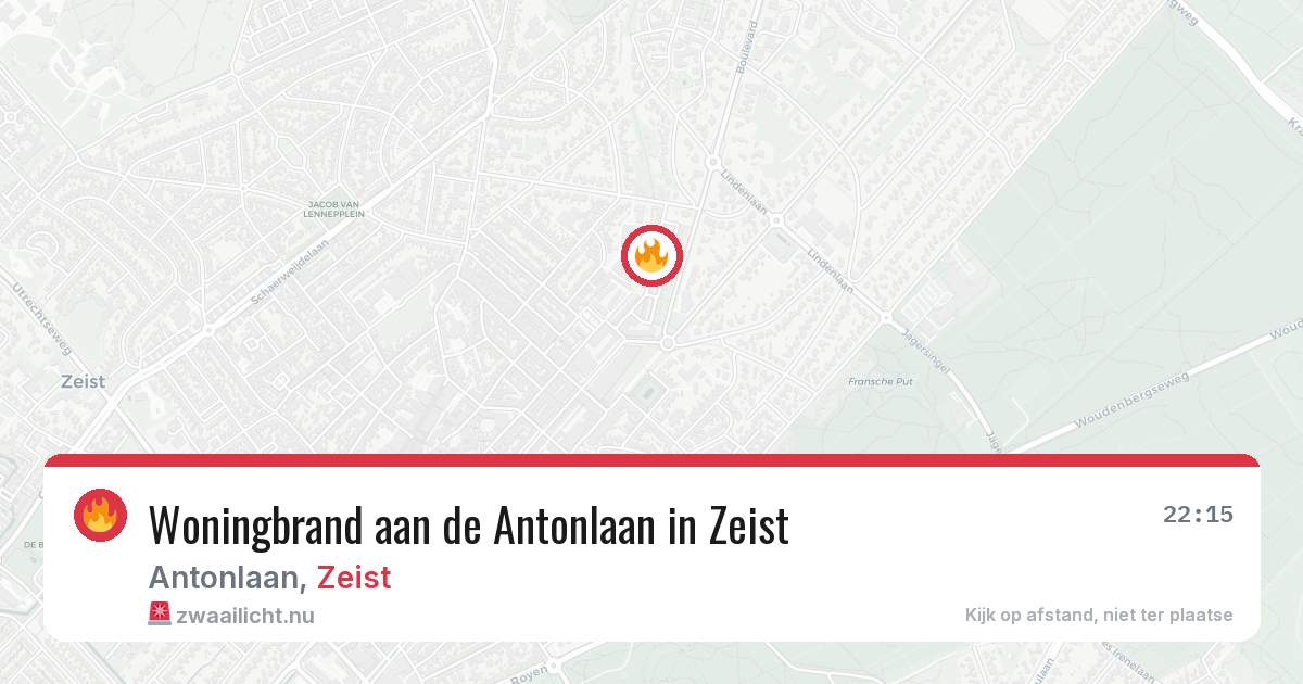 Woningbrand aan de Antonlaan in Zeist — 1 apr 2026