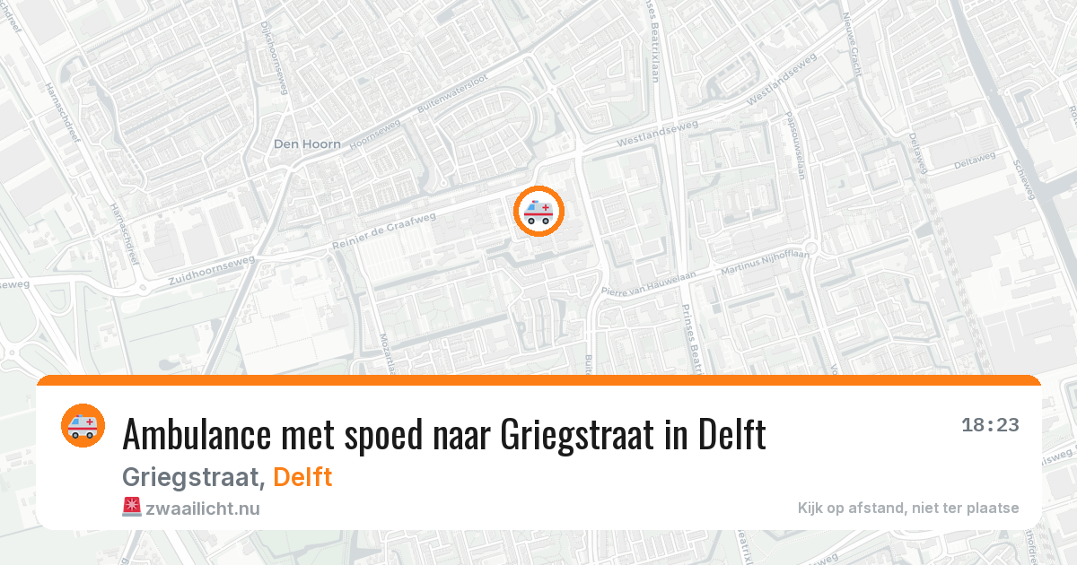 Ambulance met spoed naar Griegstraat in Delft — 23 mrt 2026