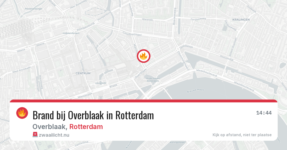 Brand bij Overblaak in Rotterdam — 21 jul 2026