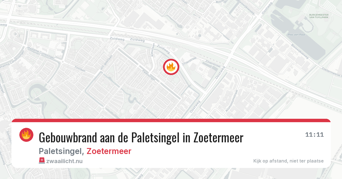 Gebouwbrand aan de Paletsingel in Zoetermeer — 13 jul 2026