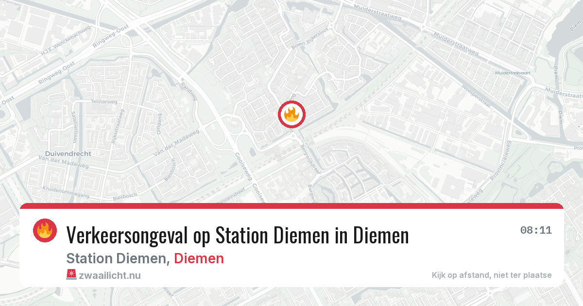 Verkeersongeval op Station Diemen in Diemen — 10 jul 2026