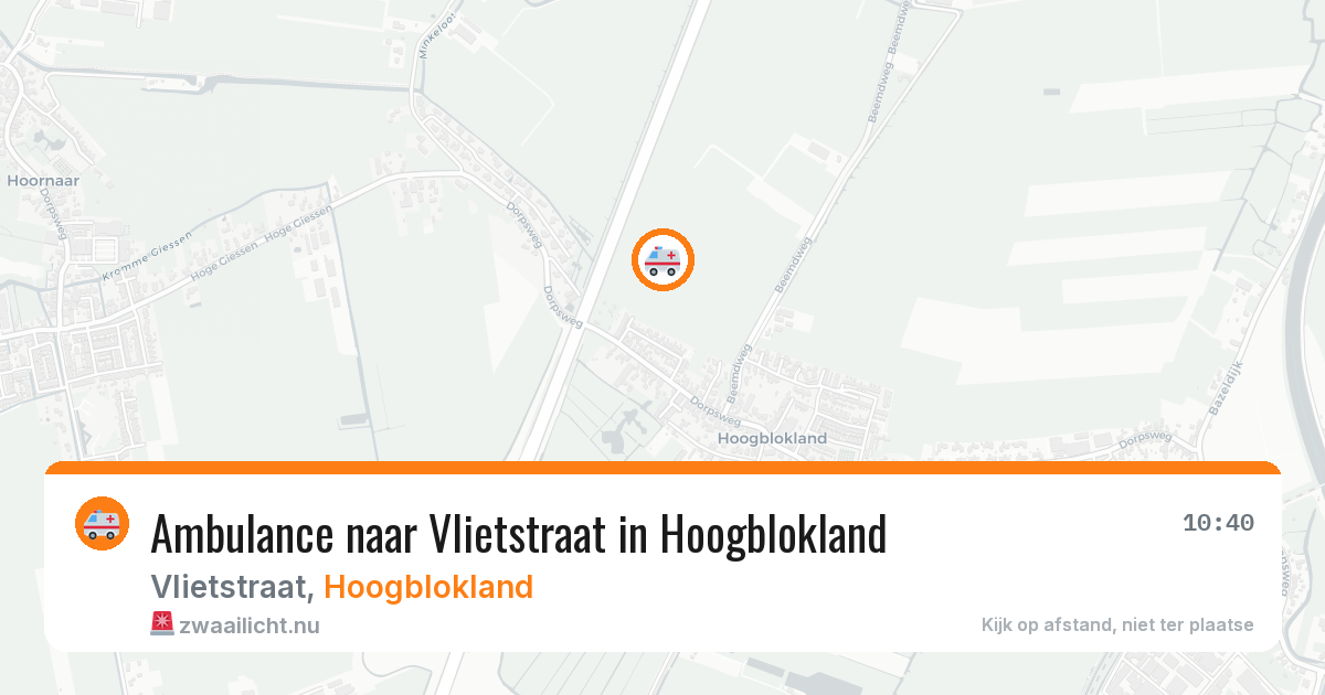 Ambulance naar Vlietstraat in Hoogblokland — 10 mei 2026