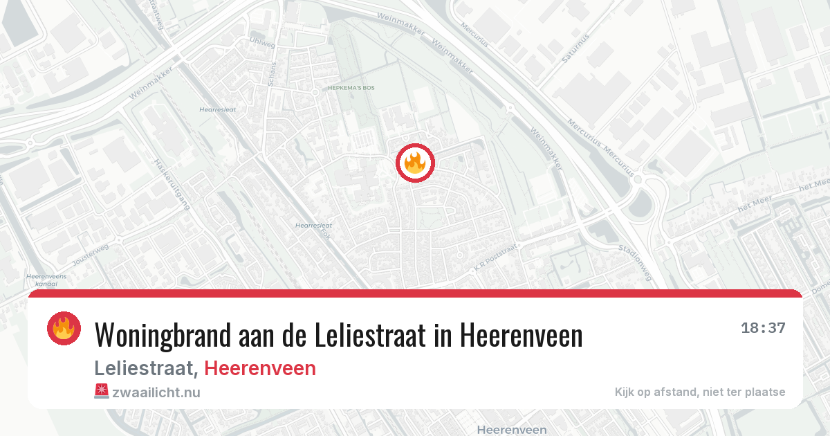 Woningbrand aan de Leliestraat in Heerenveen — 29 mrt 2026
