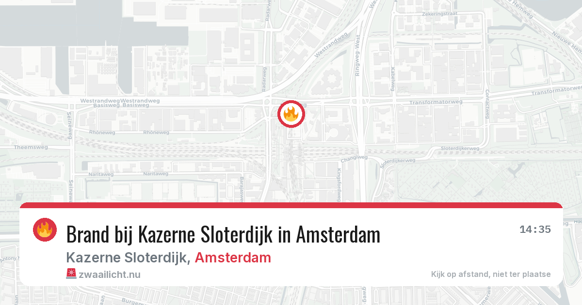 Brand bij Kazerne Sloterdijk in Amsterdam — 23 jul 2026
