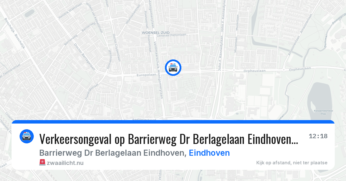 Verkeersongeval op Barrierweg Dr Berlagelaan Eindhoven in Eindhoven — 25 jul 2026
