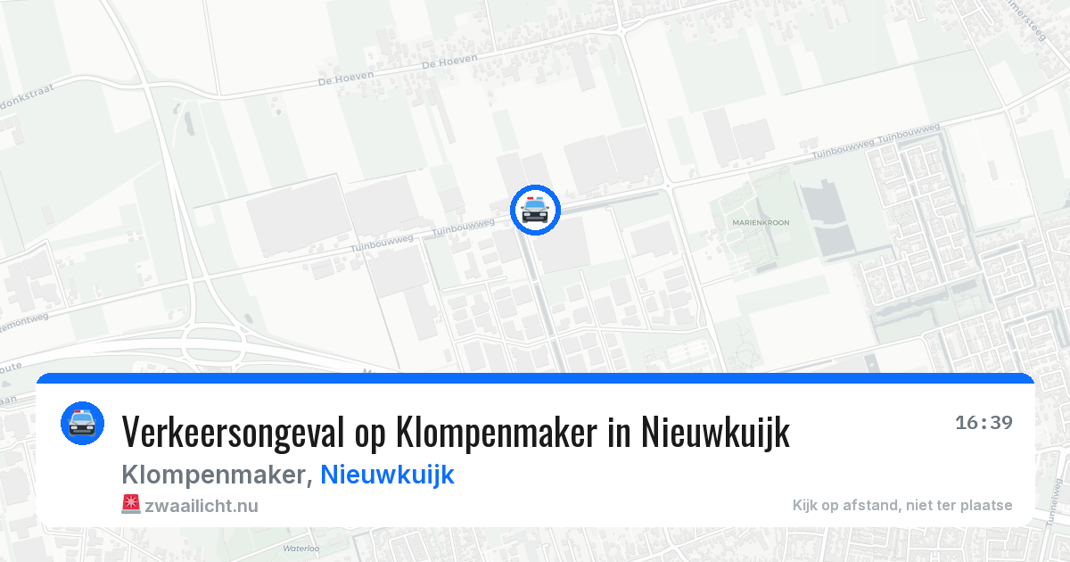 Verkeersongeval op Klompenmaker in Nieuwkuijk — 14 jul 2026