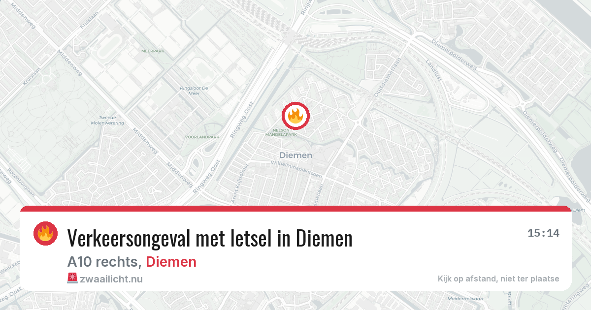 Verkeersongeval met letsel in Diemen — 15 jul 2026