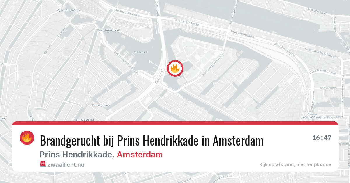Brandgerucht bij Prins Hendrikkade in Amsterdam — 25 jul 2026