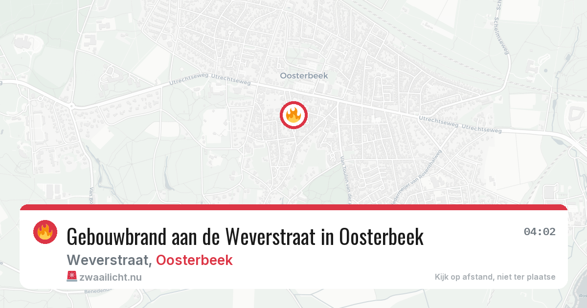 Gebouwbrand aan de Weverstraat in Oosterbeek — 7 jun 2026