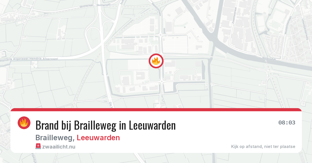 Brand bij Brailleweg in Leeuwarden — 20 apr 2026