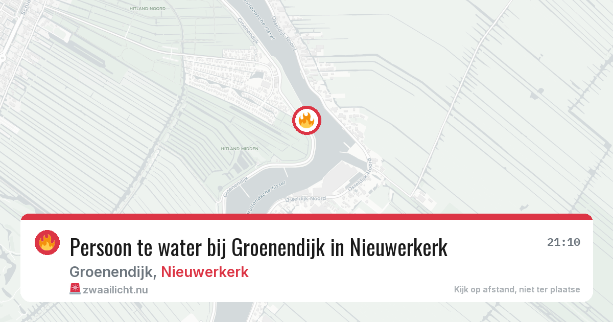 Persoon te water bij Groenendijk in Nieuwerkerk — 11 mei 2026