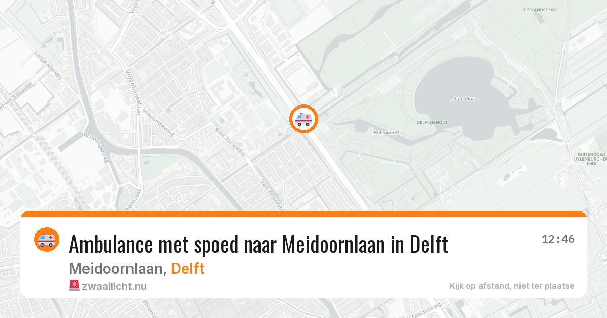 Ambulance met spoed naar Meidoornlaan in Delft — 16 mrt 2026
