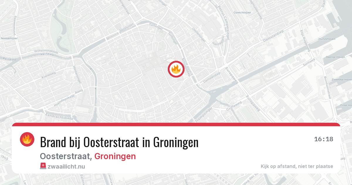 Brand bij Oosterstraat in Groningen — 18 jul 2026