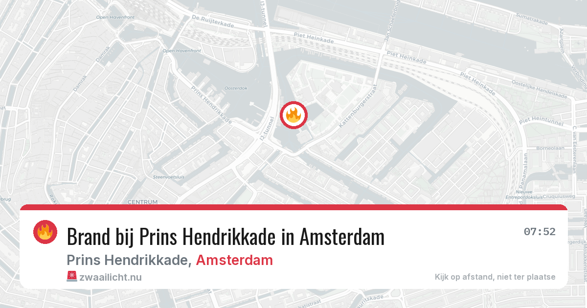 Brand bij Prins Hendrikkade in Amsterdam — 17 jul 2026