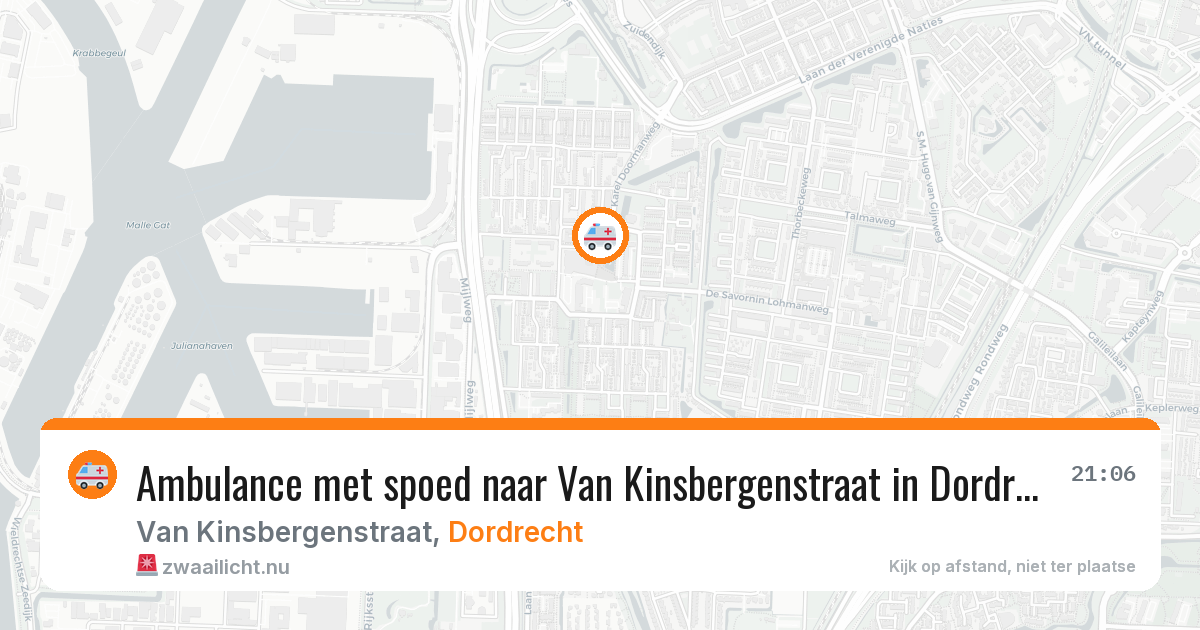 Ambulance met spoed naar Van Kinsbergenstraat in Dordrecht — 6 jun 2026