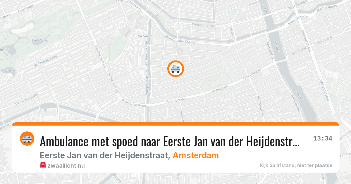 Ambulance met spoed naar Eerste Jan van der Heijdenstraat in Amsterdam — 9 jul 2026