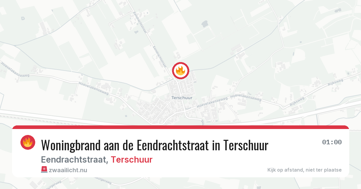 Woningbrand aan de Eendrachtstraat in Terschuur — 23 jul 2026