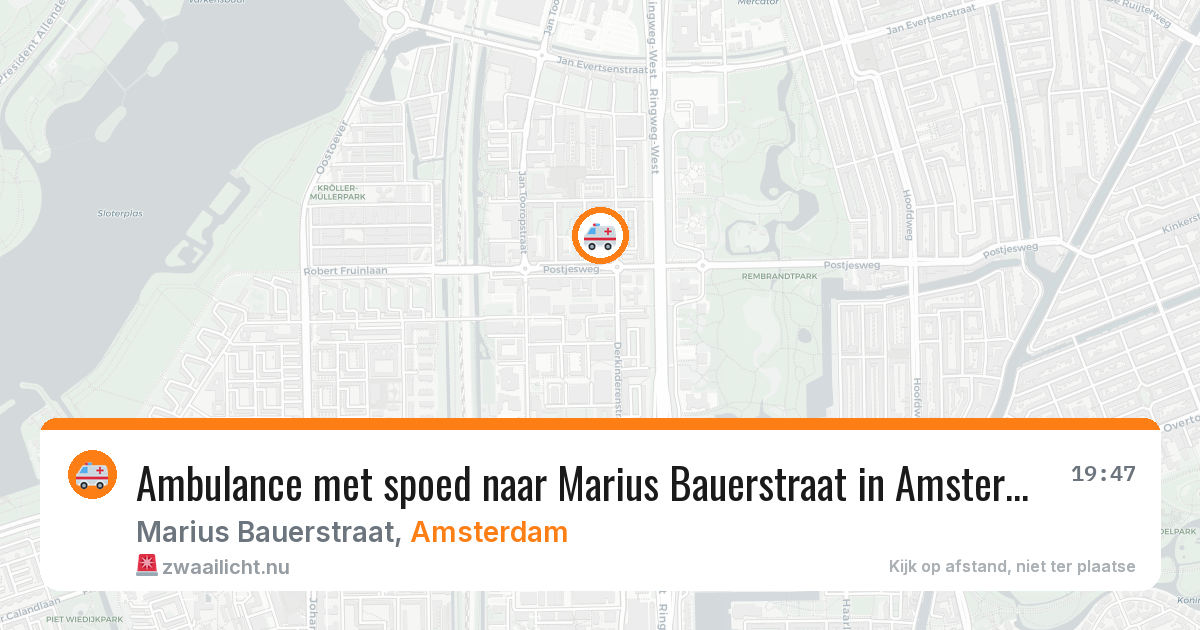 Ambulance met spoed naar Marius Bauerstraat in Amsterdam — 19 jul 2026