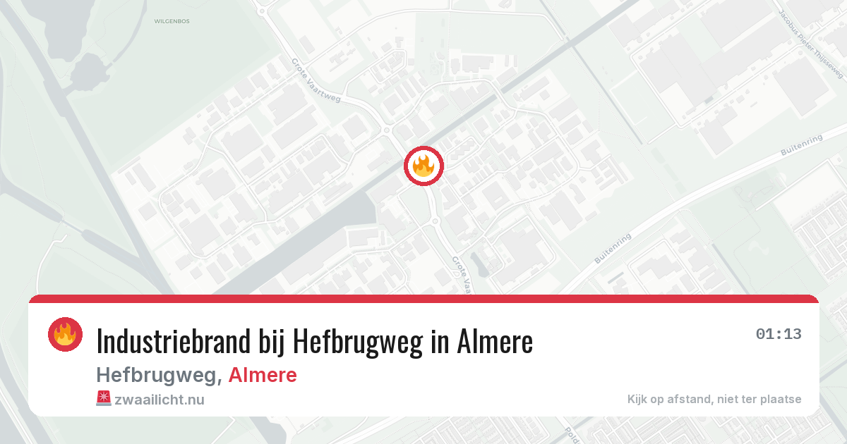 Industriebrand bij Hefbrugweg in Almere — 30 apr 2026