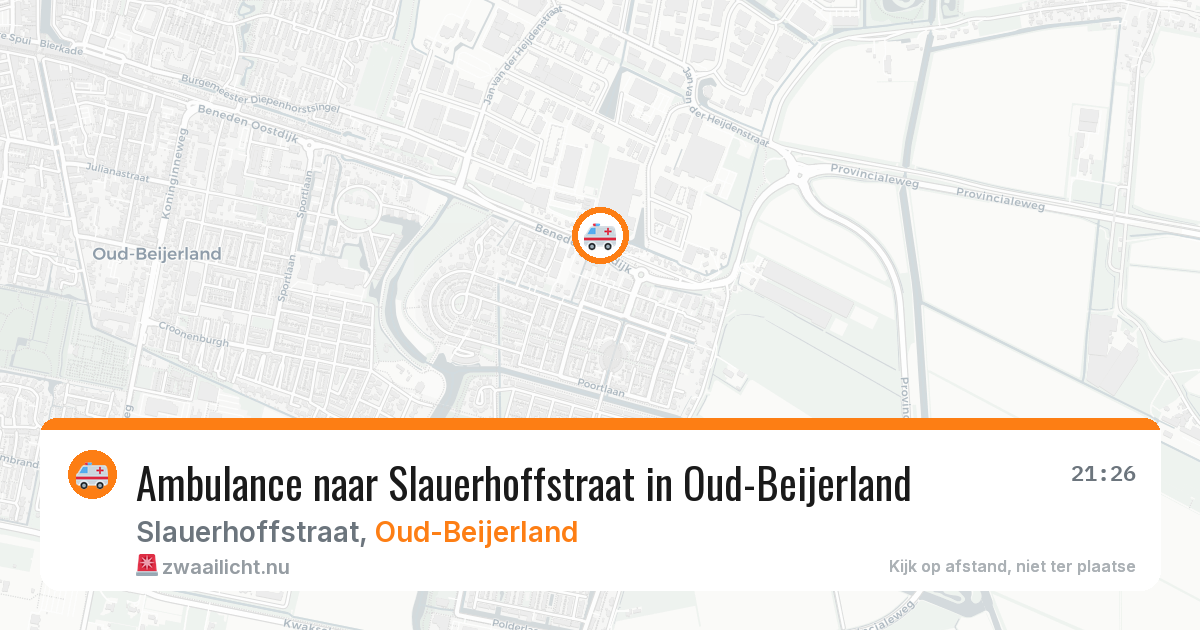 Ambulance naar Slauerhoffstraat in Oud-Beijerland — 20 jul 2026