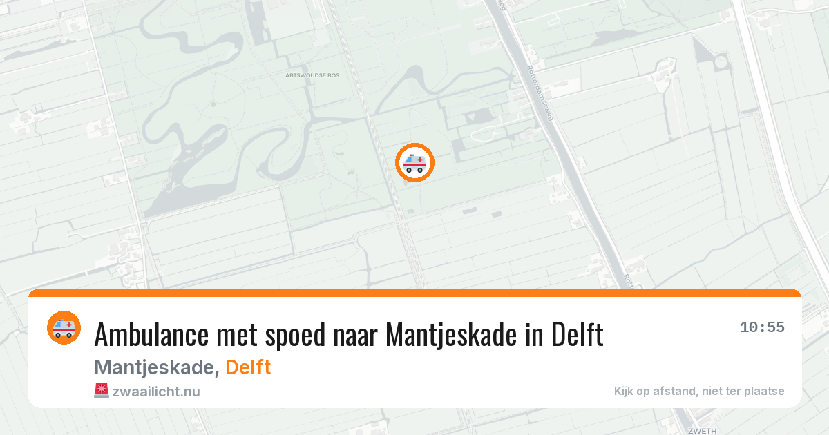 Ambulance met spoed naar Mantjeskade in Delft — 4 jun 2026