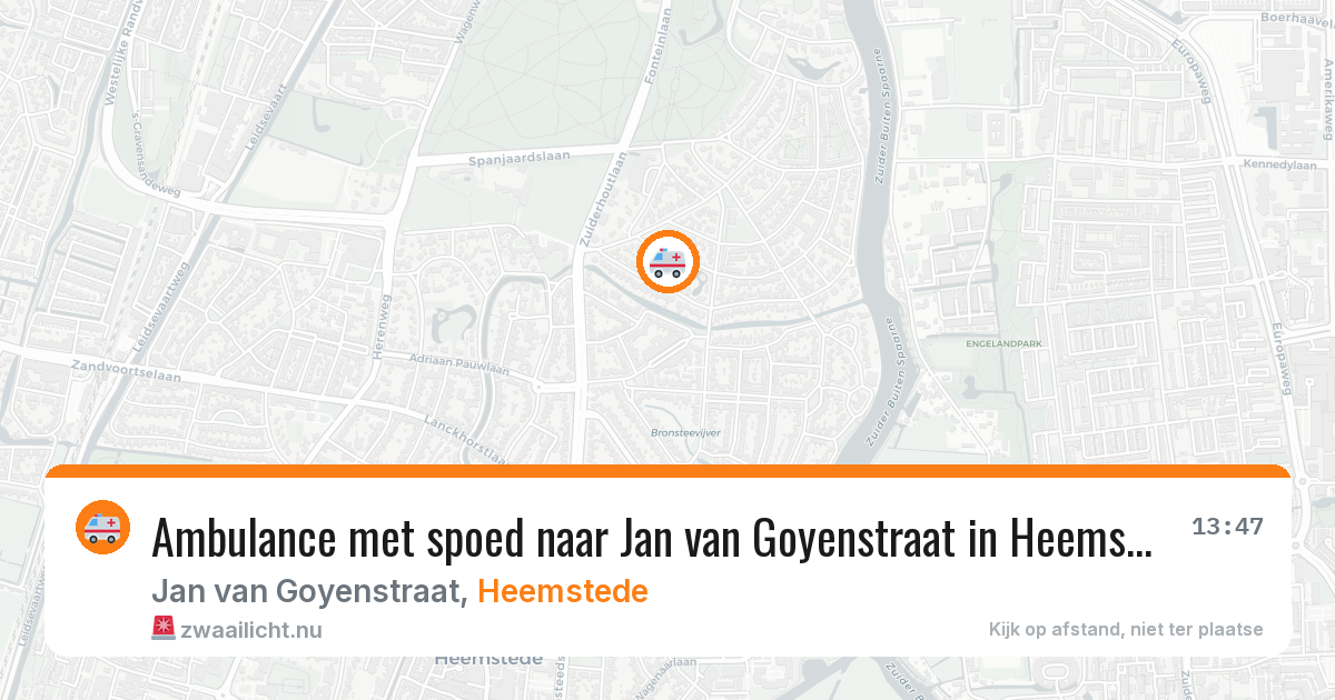 Ambulance met spoed naar Jan van Goyenstraat in Heemstede — 13 jul 2026