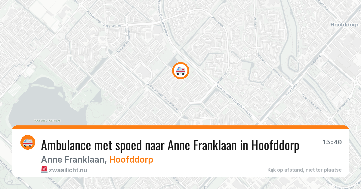 Ambulance met spoed naar Anne Franklaan in Hoofddorp — 12 apr 2026