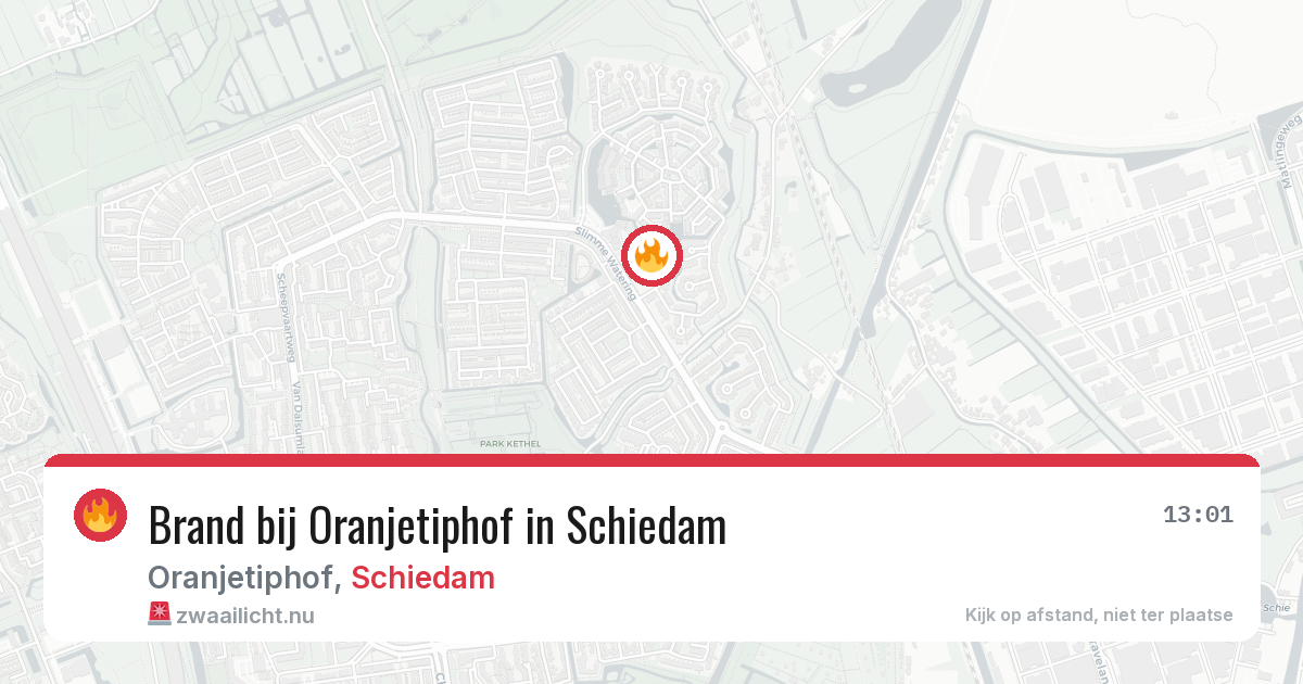 Brand bij Oranjetiphof in Schiedam — 16 mrt 2026