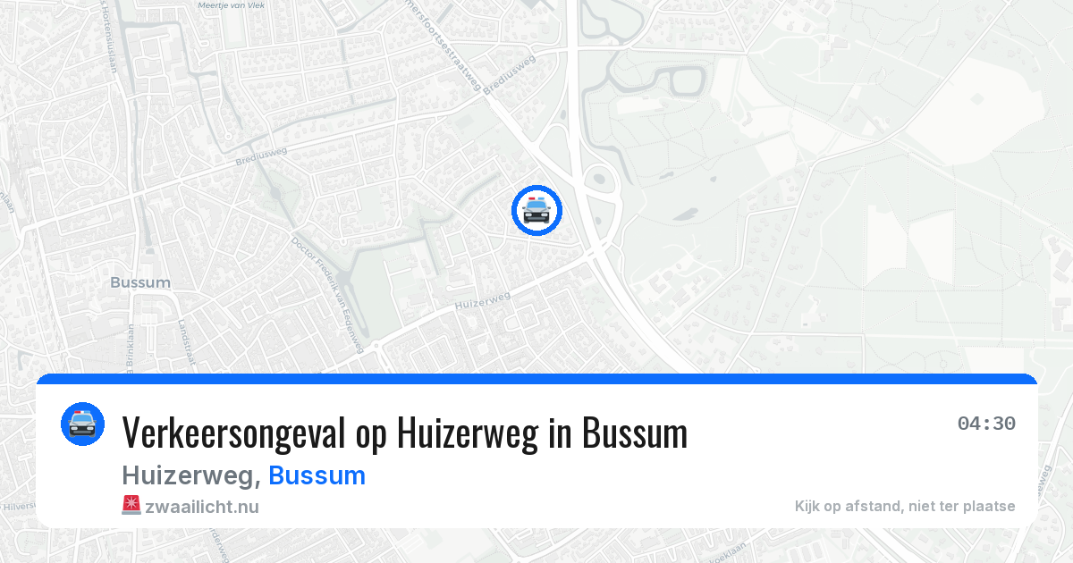 Verkeersongeval op Huizerweg in Bussum — 15 mrt 2026