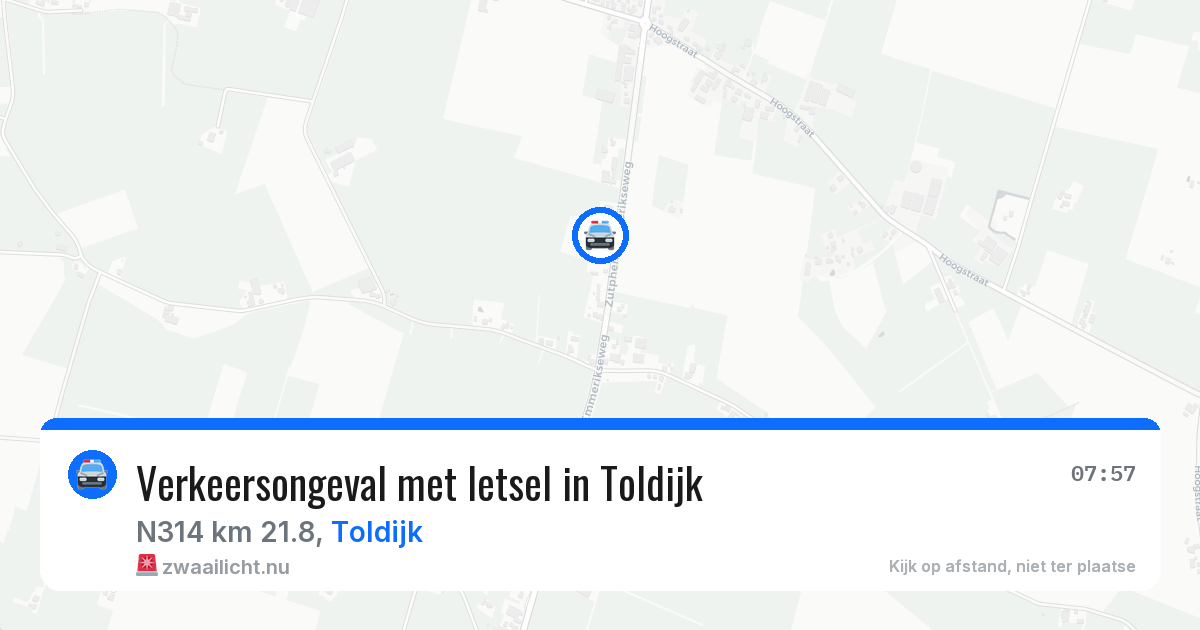 Verkeersongeval met letsel in Toldijk — 19 jan 2026