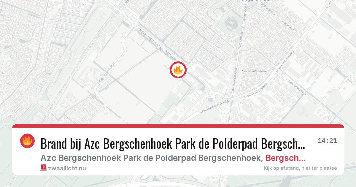 Brand bij Azc Bergschenhoek Park de Polderpad Bergschenhoek in Bergschenhoek — 7 apr 2026