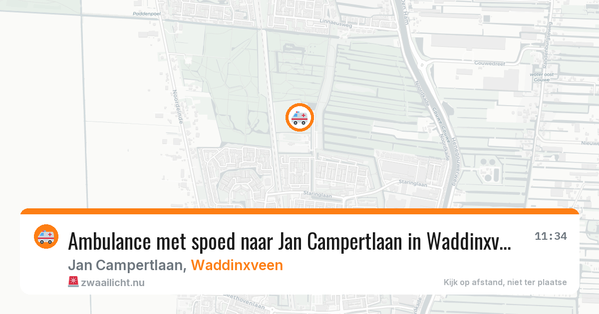 Ambulance met spoed naar Jan Campertlaan in Waddinxveen — 2 mrt 2026