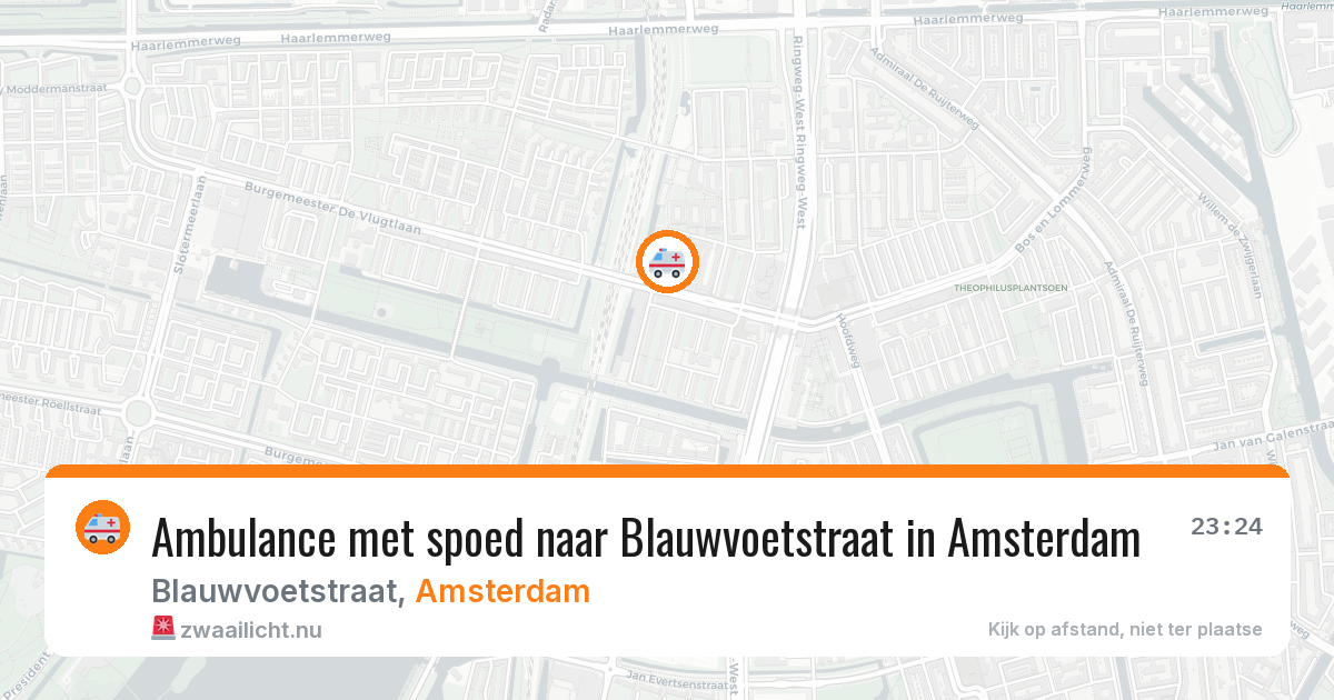 Ambulance met spoed naar Blauwvoetstraat in Amsterdam — 11 mei 2026