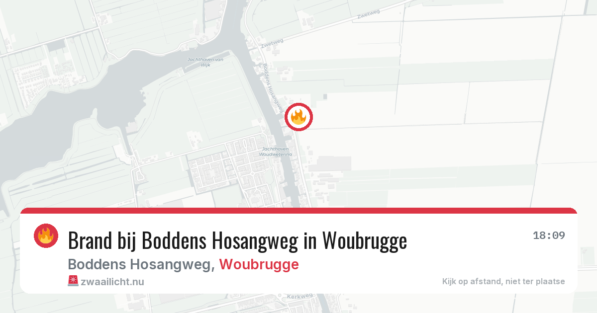 Brand bij Boddens Hosangweg in Woubrugge — 18 mrt 2026