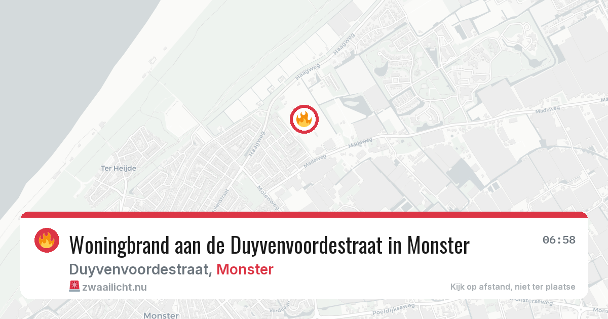 Woningbrand aan de Duyvenvoordestraat in Monster — 18 mei 2026