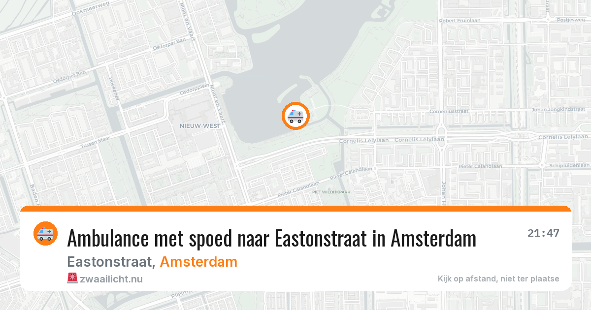 Ambulance met spoed naar Eastonstraat in Amsterdam — 29 mrt 2026