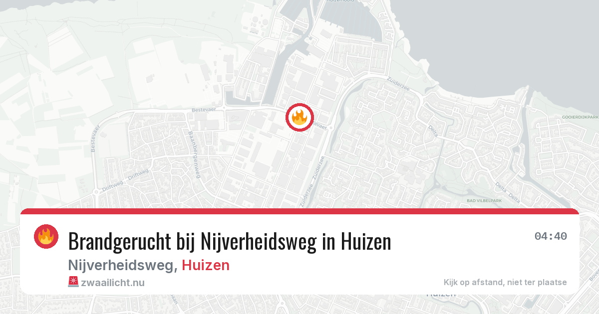 Brandgerucht bij Nijverheidsweg in Huizen — 14 jul 2026