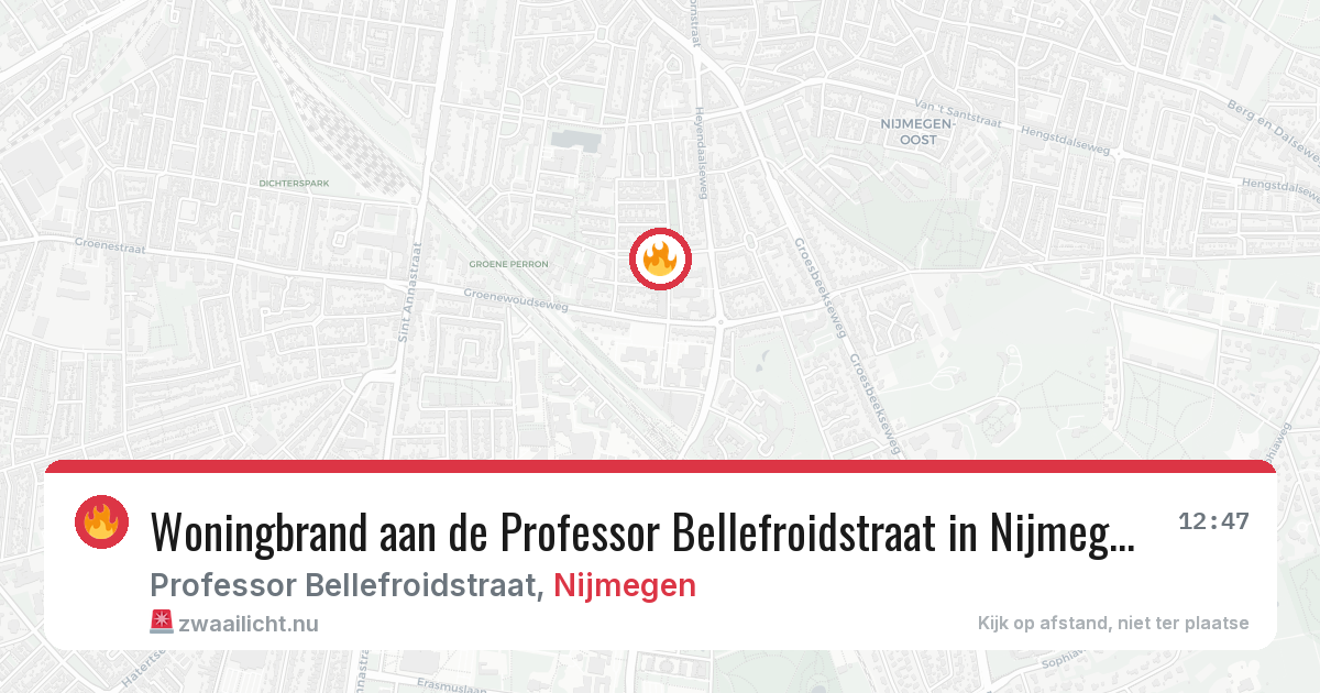 Woningbrand aan de Professor Bellefroidstraat in Nijmegen — 14 mei 2026