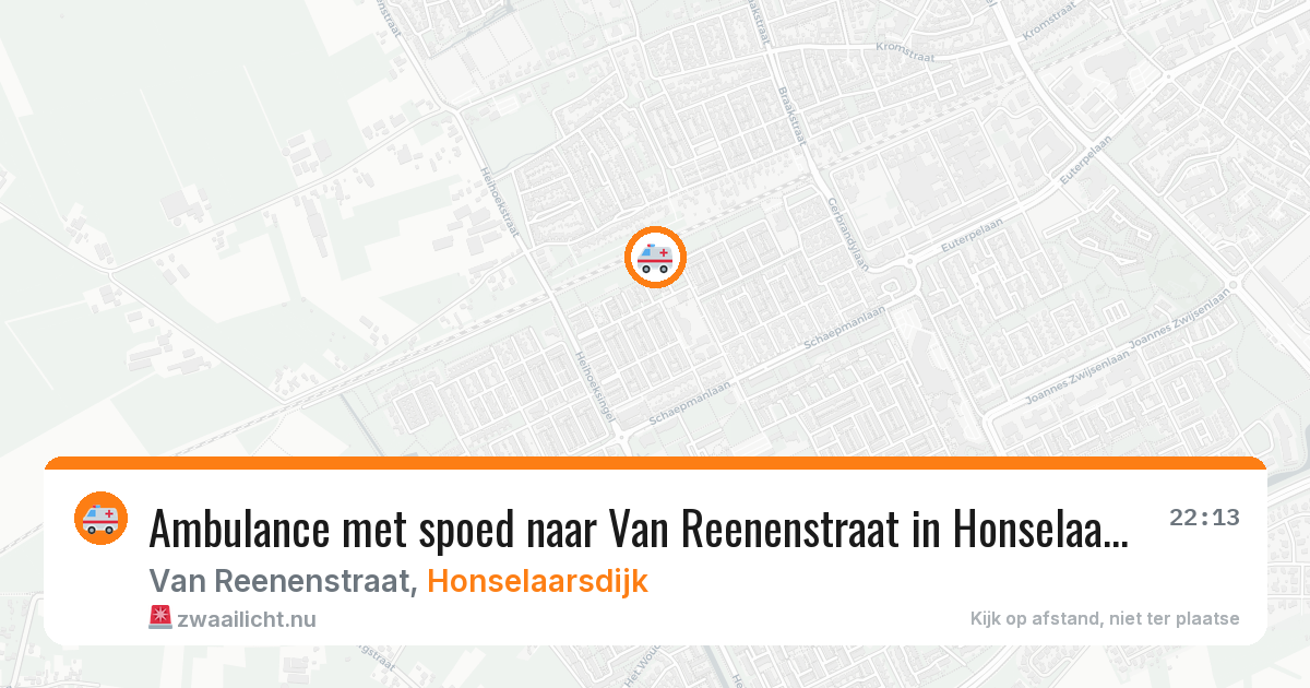Ambulance met spoed naar Van Reenenstraat in Honselaarsdijk — 24 jul 2026