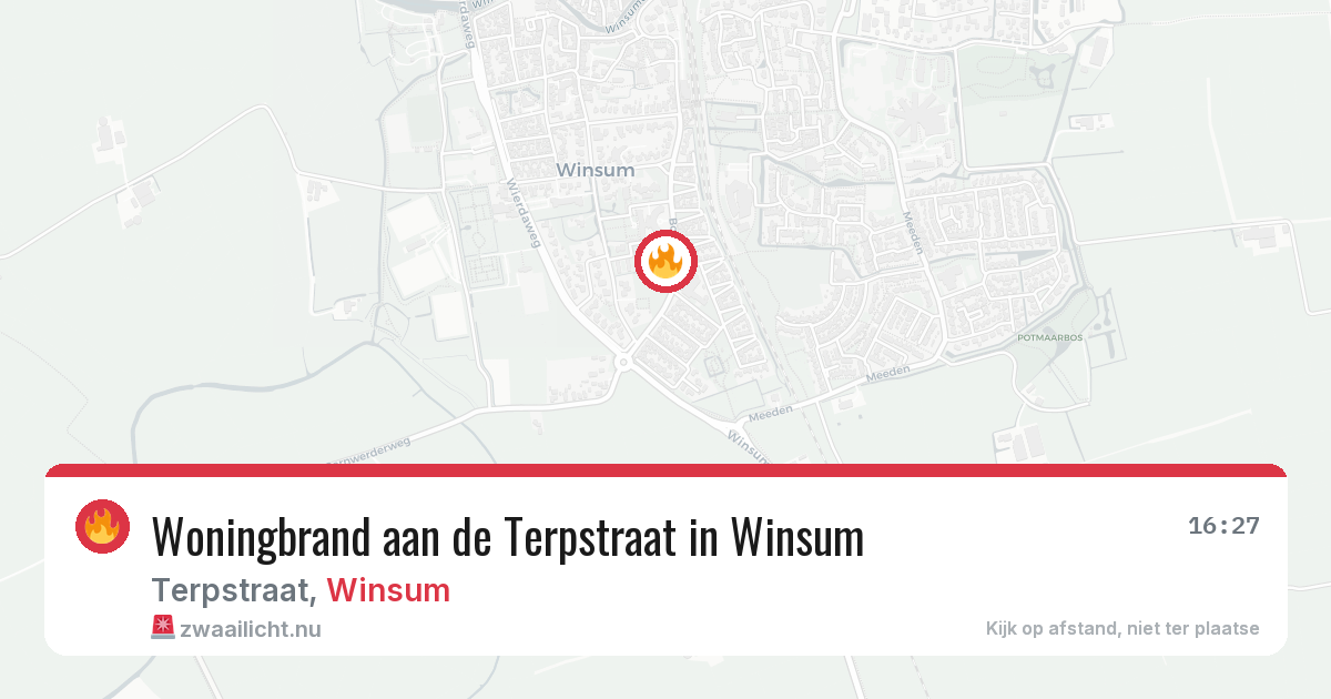 Woningbrand aan de Terpstraat in Winsum — 21 mrt 2026