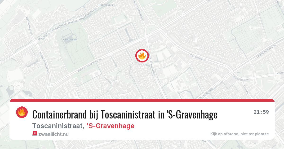 Containerbrand bij Toscaninistraat in 'S-Gravenhage — 12 jul 2026