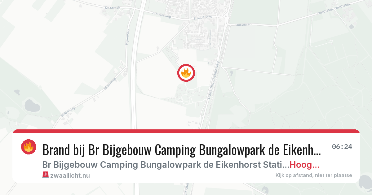 Brand bij Br Bijgebouw Camping Bungalowpark de Eikenhorst Stationsstraat in Hooghalen — 8 feb 2026