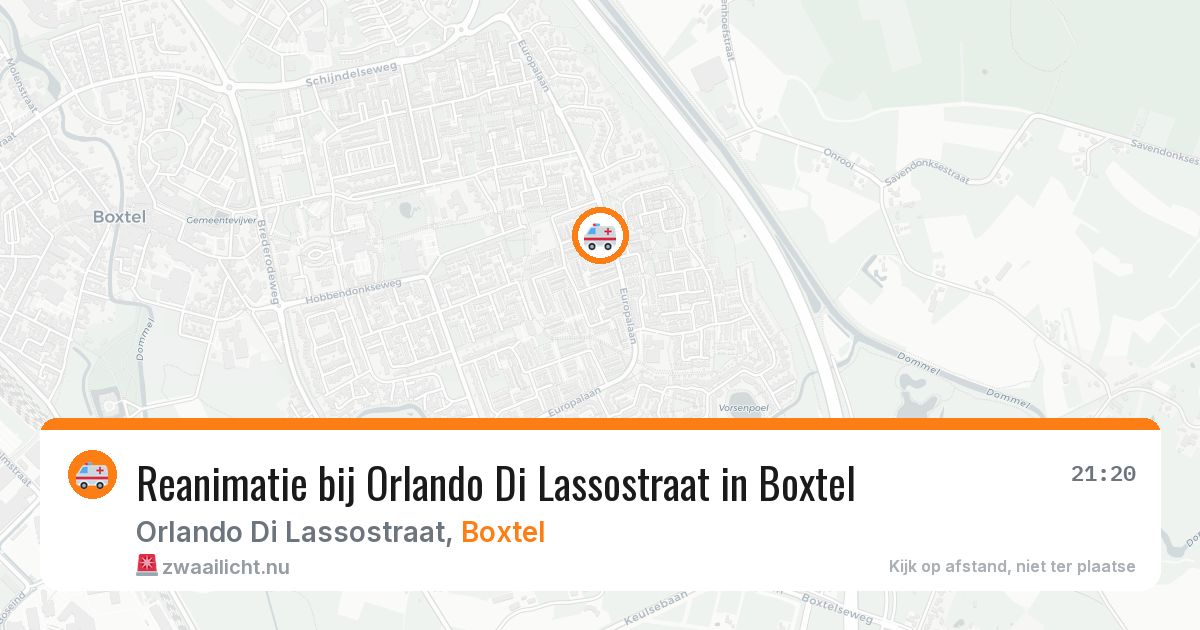 Reanimatie bij Orlando Di Lassostraat in Boxtel — 14 mrt 2026