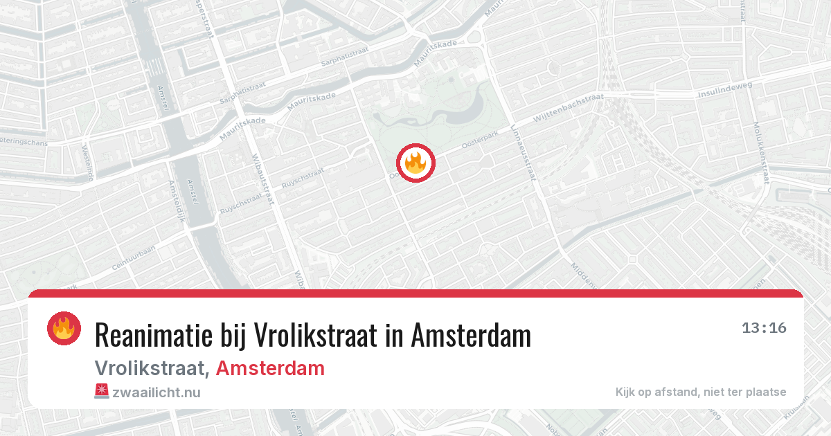 Reanimatie bij Vrolikstraat in Amsterdam — 21 jul 2026