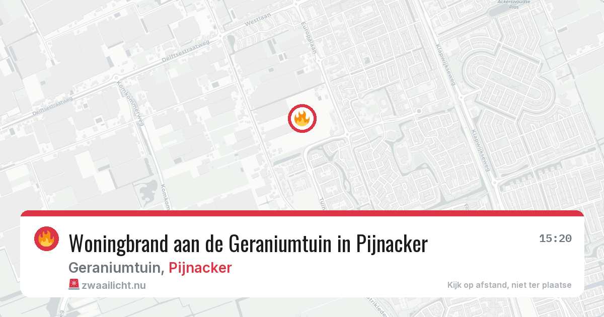 Woningbrand aan de Geraniumtuin in Pijnacker — 30 mei 2026